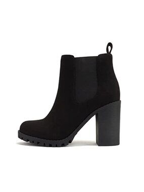 Chelsea Ankle Boot Block Heel Lug Sole Imitation Suede